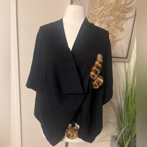 Black Wrap with Leopard Print Accents